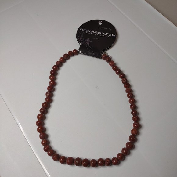 Beyond Imagination Heavy Dark Brown Stone Bead Necklace 20 To 22 Inches Long - Picture 1 of 10